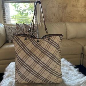 Burberry Novacheck canvas and leather reversible tote bag